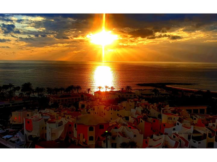 Sunset over La Gomera from the balcony